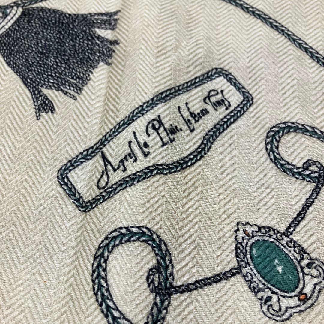 マニプリ大判ウール＆シルクストール、タッセル