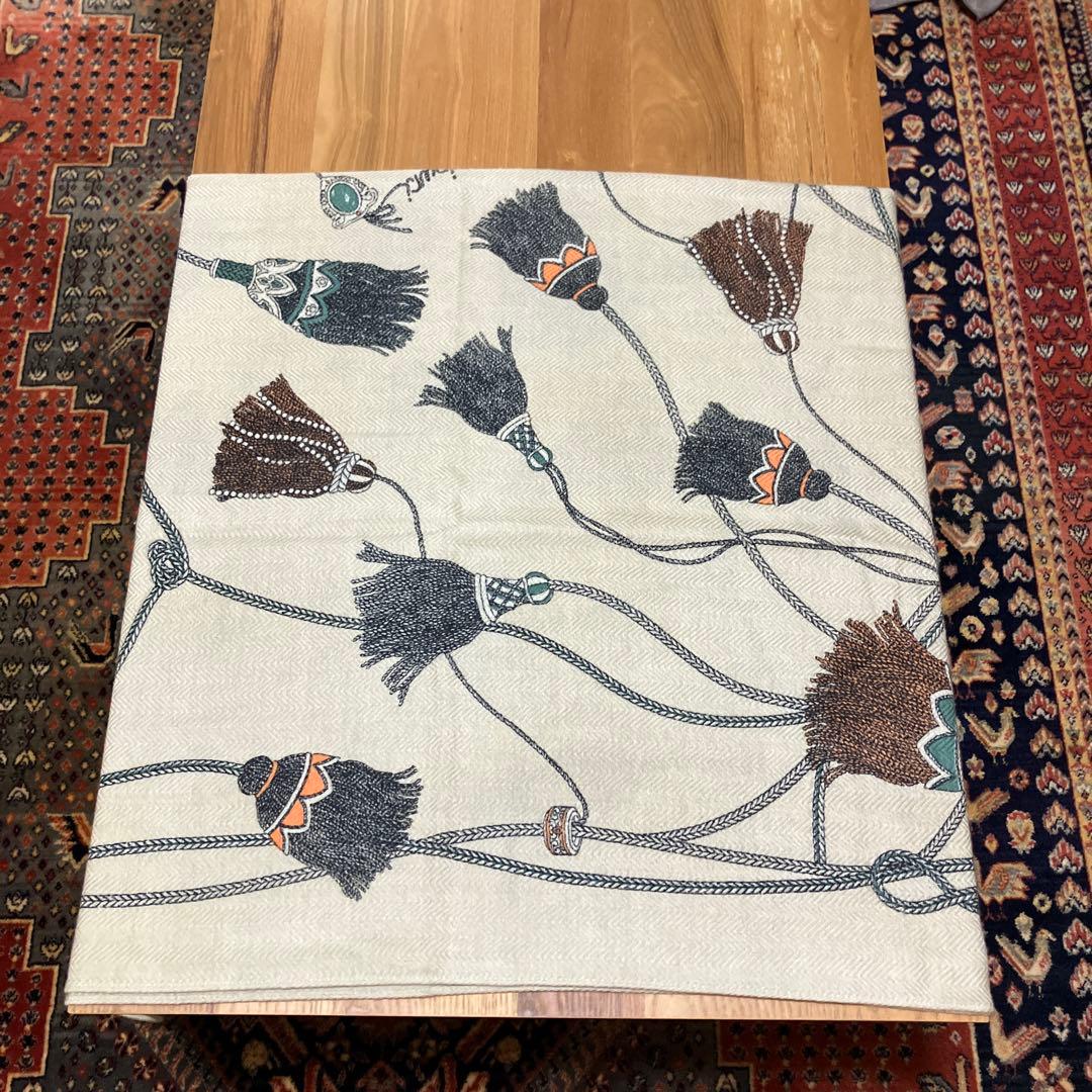 マニプリ大判ウール＆シルクストール、タッセル