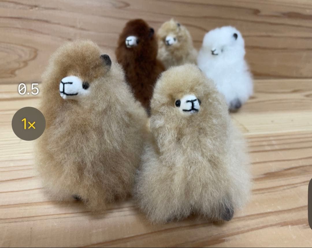 3点アルパカチャーム　バッグ用　キーホルダー 天然ベビーアルパカの毛皮