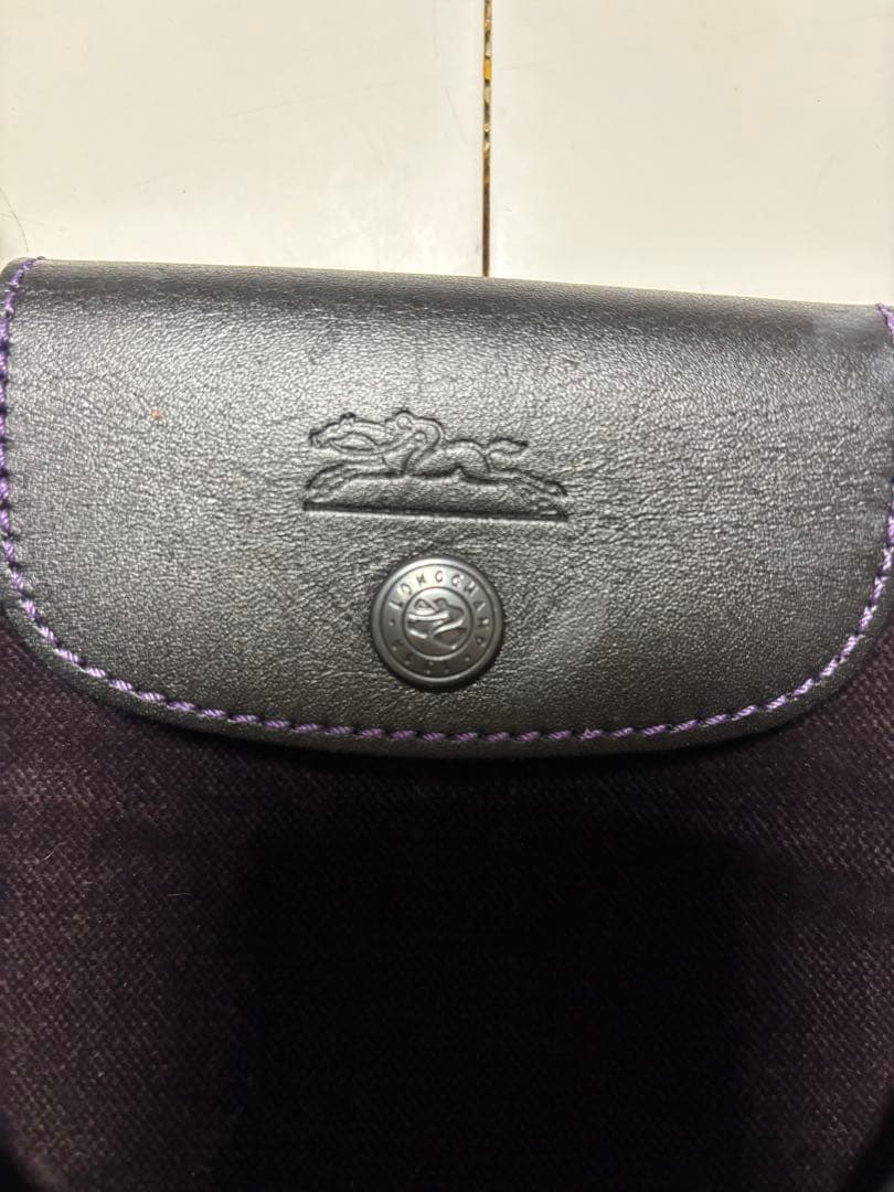 ロンシャン ル プリアージュ ベロアハンドバッグ ブラック×パープル バイカラー