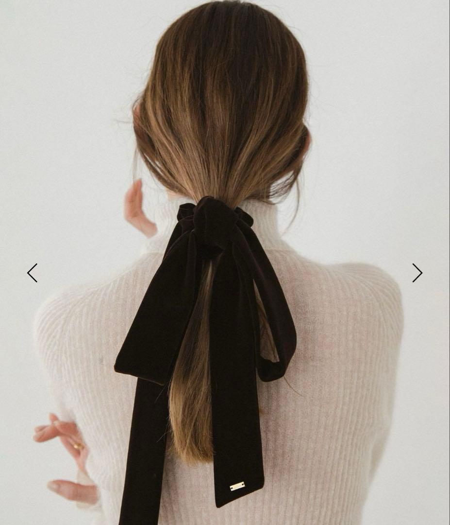 LETICIA レチシア リボン ベルベットシュシュ ブラウン