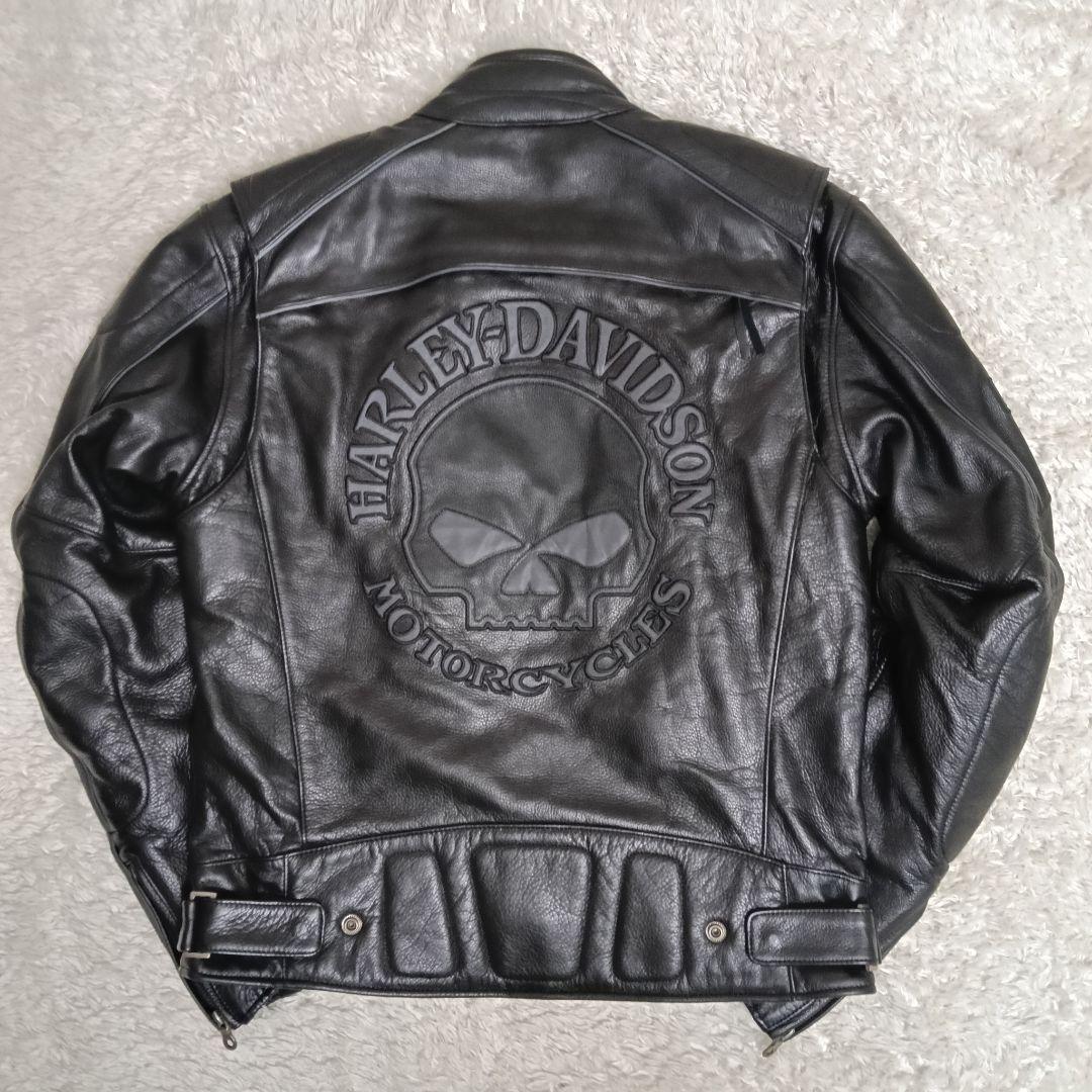 【美品】✨ハーレーダビッドソン シングルライダースジャケット ドクロ