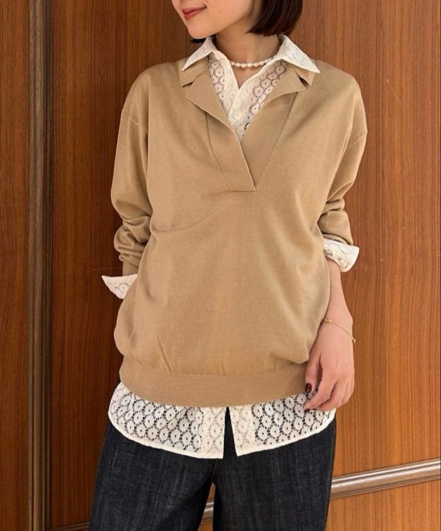 MACPHEE フロッキーレース レギュラーカラーシャツ