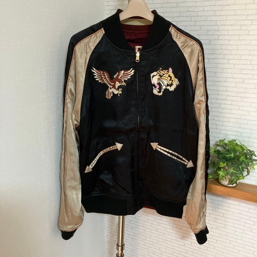 Houston ヒューストン　スカジャン　リバーシブル　レーヨン　和柄　パンダ