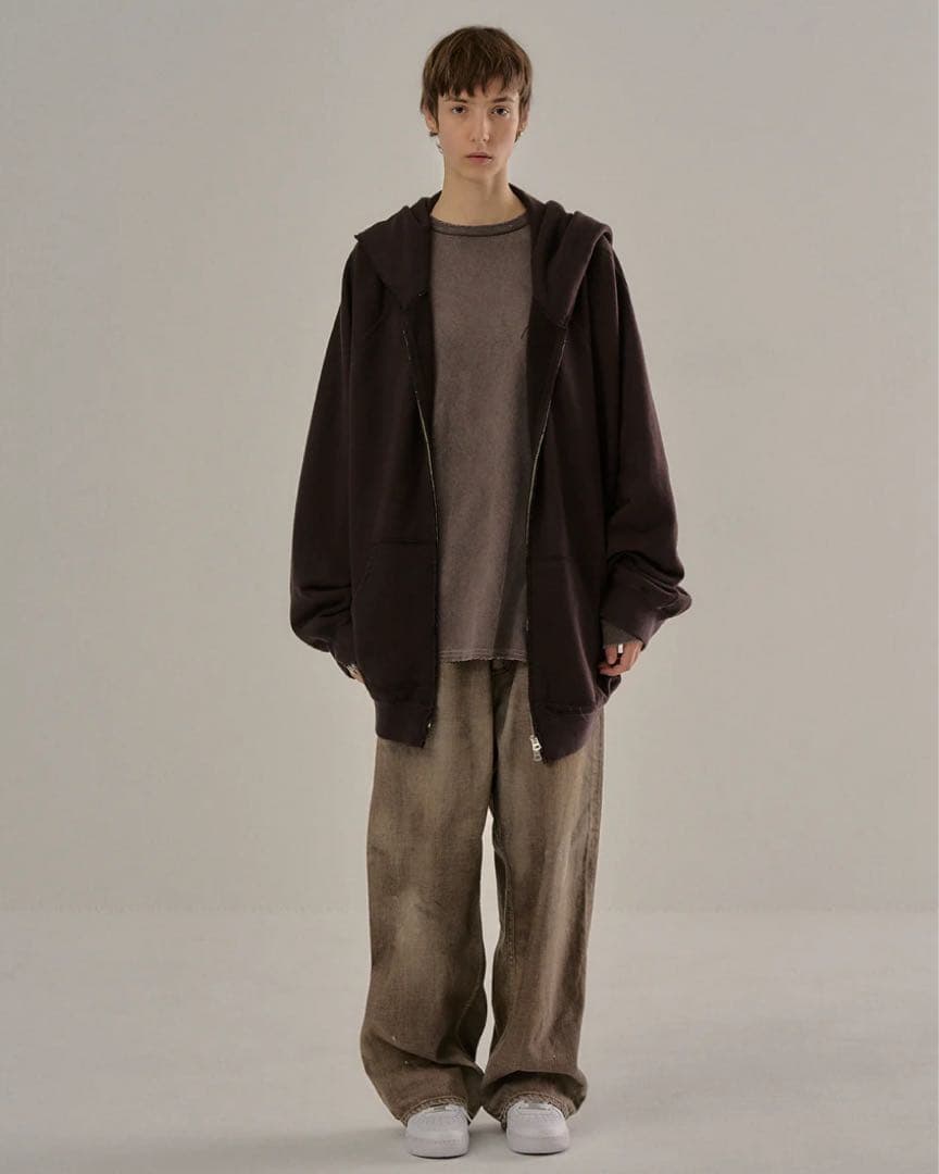 ANCELLM SWEAT HOODIE COAT(BROWN)２