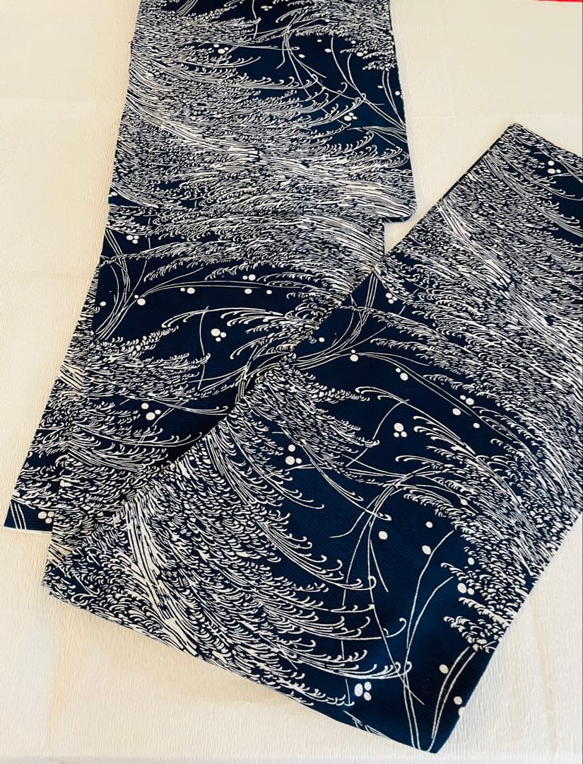 無形文化財　長板藍染　綿絽　初山一之助 証紙付き