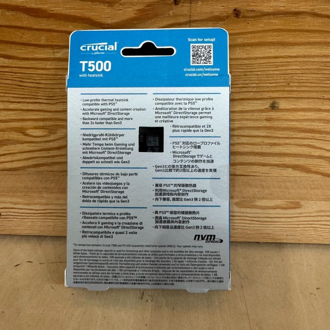 Crucial T500 1TB M.2 SSD ヒートシンク付き