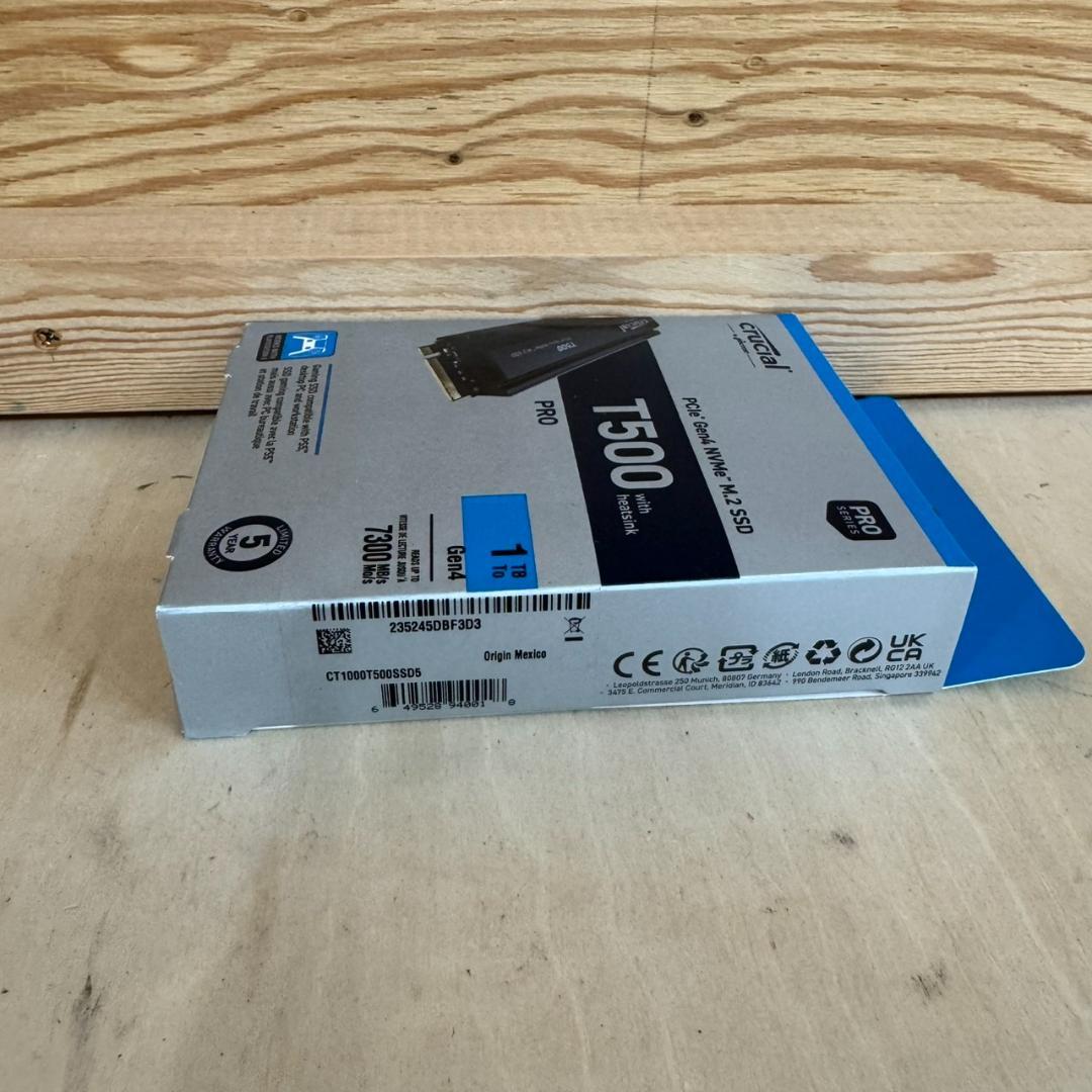 Crucial T500 1TB M.2 SSD ヒートシンク付き