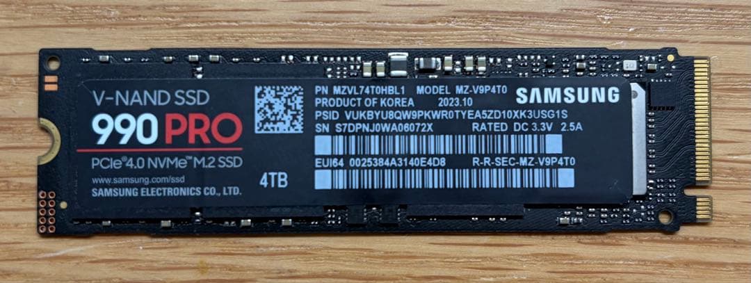 Samsung 990 PRO 4TB 内蔵型SSD 動作確認済み