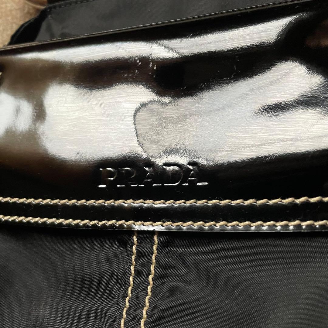 PRADA プラダ ボストンバック ハンドバッグbag 黒 エナメル