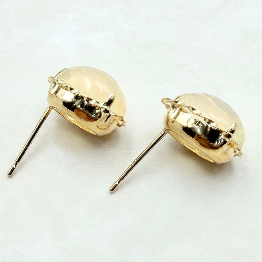 未使用　K18 オパール ピアス　イエローゴールド　遊色　大粒　希少品　レア