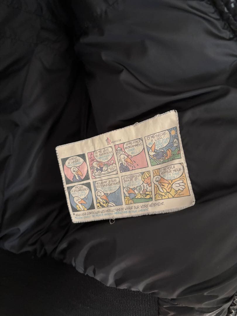 MONCLER ブラック ロングダウンジャケット ファー付き