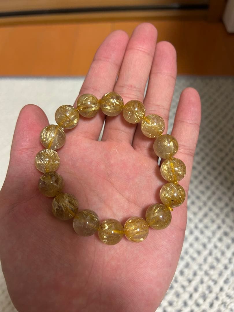 金運アップ！ゴールデンタイチンルチルクォーツブレスレット14mm