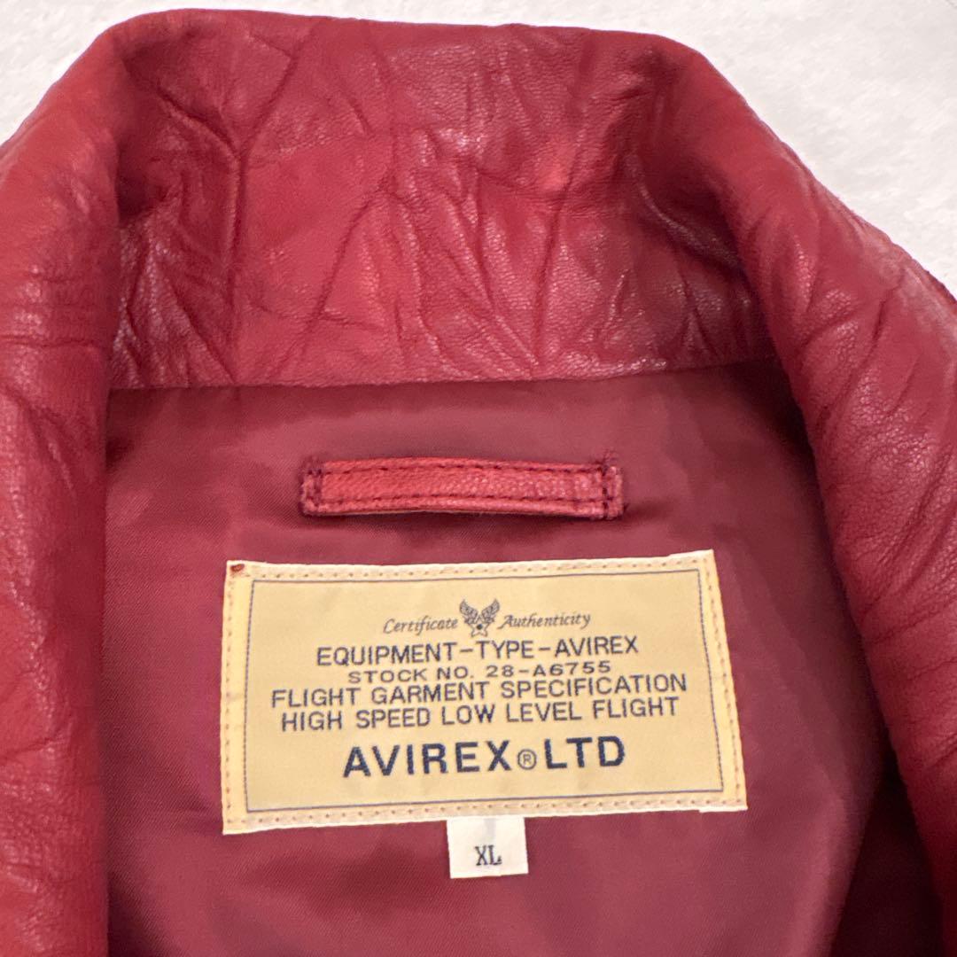 美品　AVIREX レザージャケット XL レッド