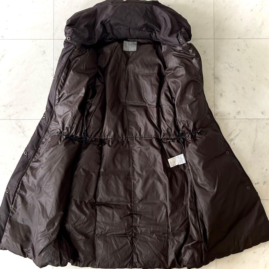 美品 セオリーリュクス ショールカラー ダウンコート ロング丈 ブラウン 38