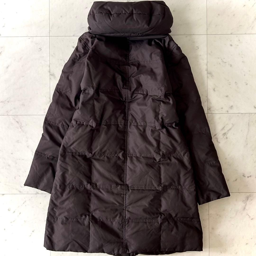 美品 セオリーリュクス ショールカラー ダウンコート ロング丈 ブラウン 38