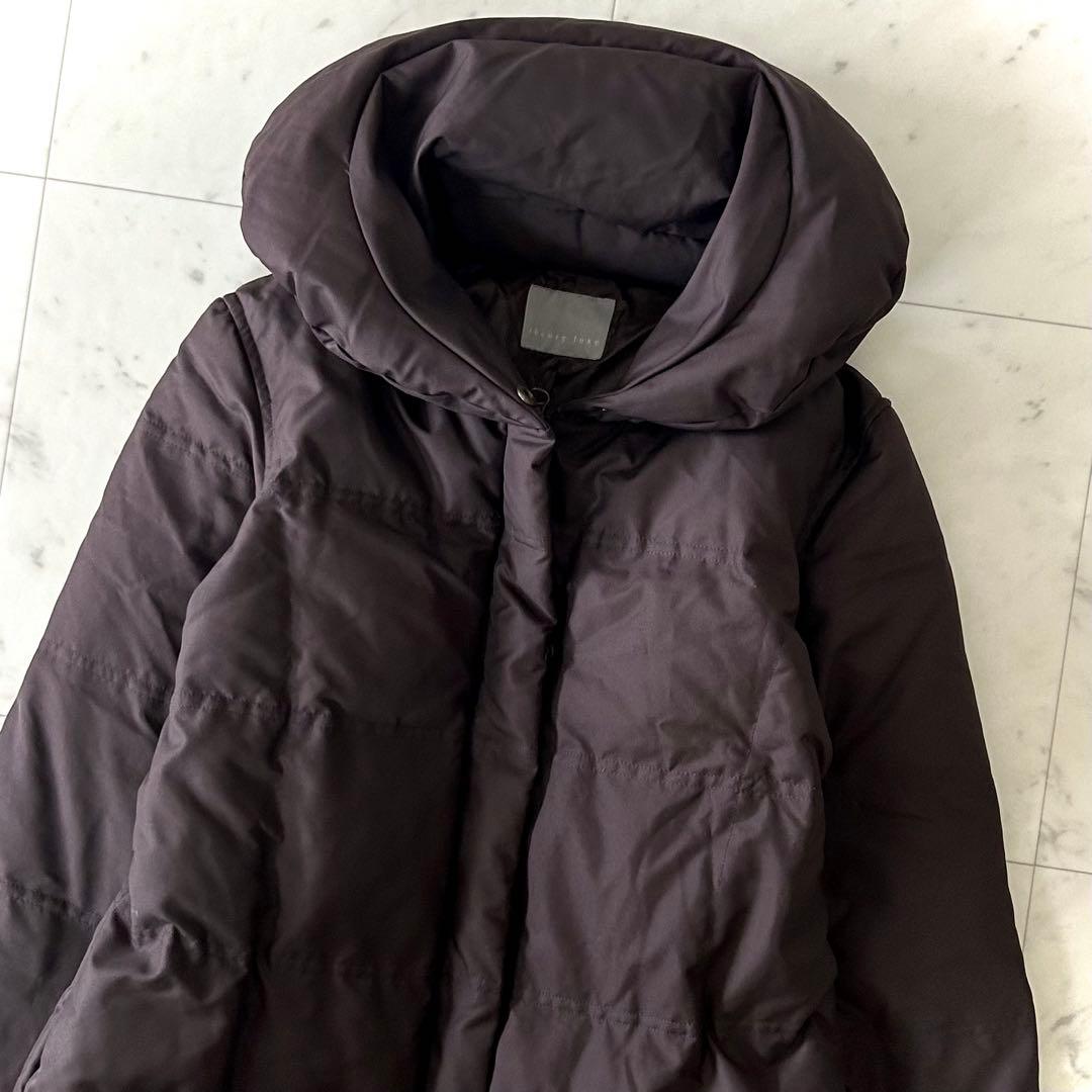 美品 セオリーリュクス ショールカラー ダウンコート ロング丈 ブラウン 38