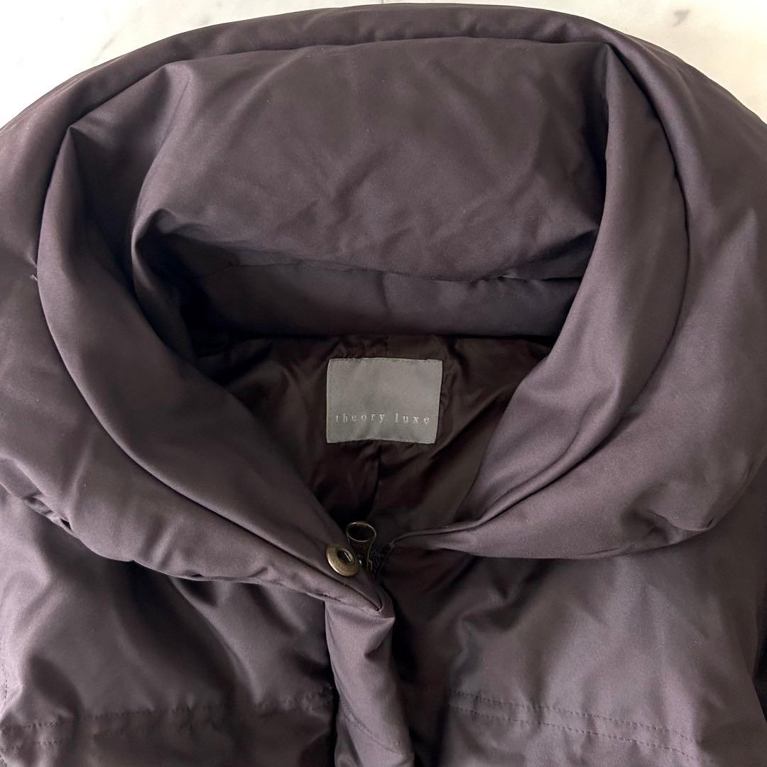 美品 セオリーリュクス ショールカラー ダウンコート ロング丈 ブラウン 38