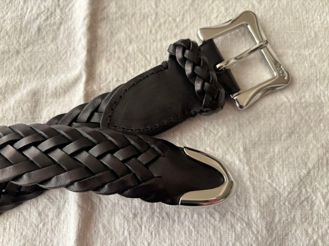 J&M DAVIDSONレザーメッシュベルト ブラック 34/85