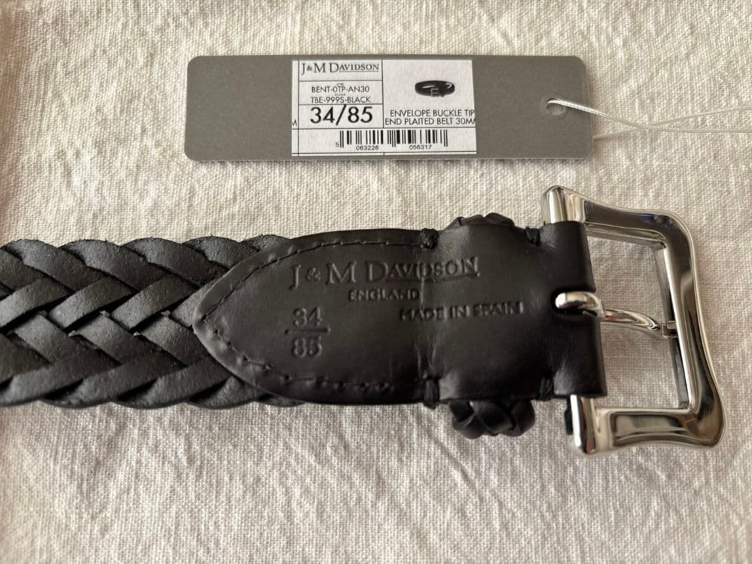 J&M DAVIDSONレザーメッシュベルト ブラック 34/85