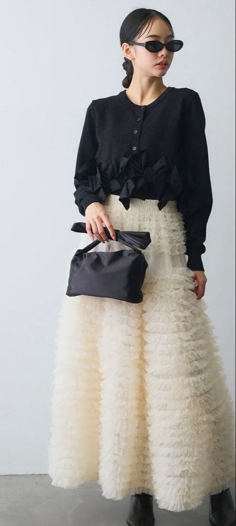 【即納】ホイップチュールティアードスカート アイボリー　Frene 同型