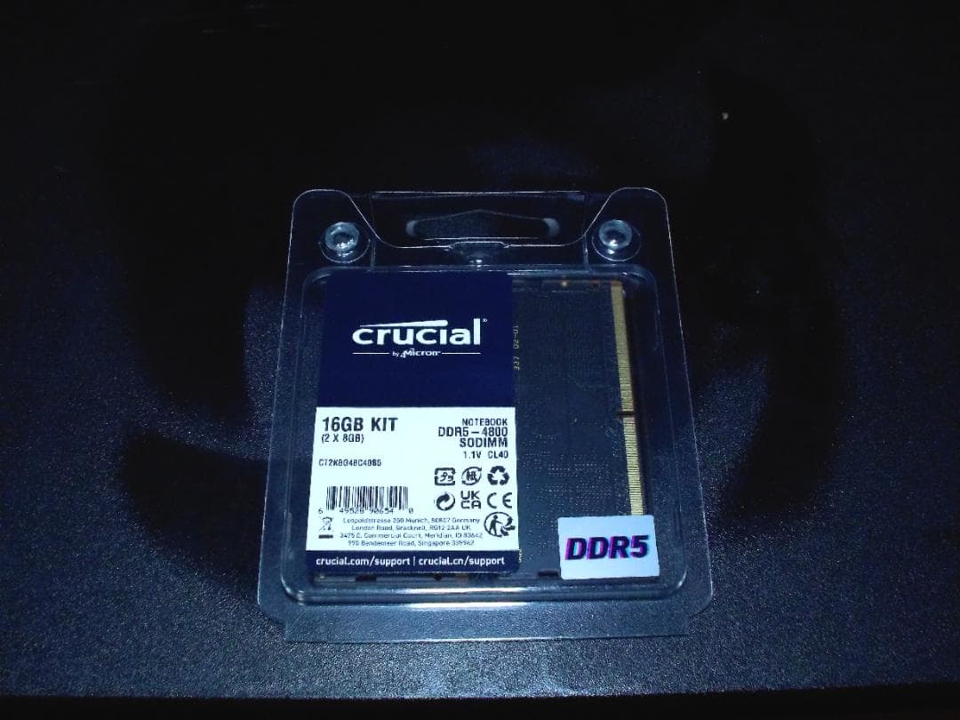 crucial DDR5 16GB KIT（8GB x 2枚組）メモリ