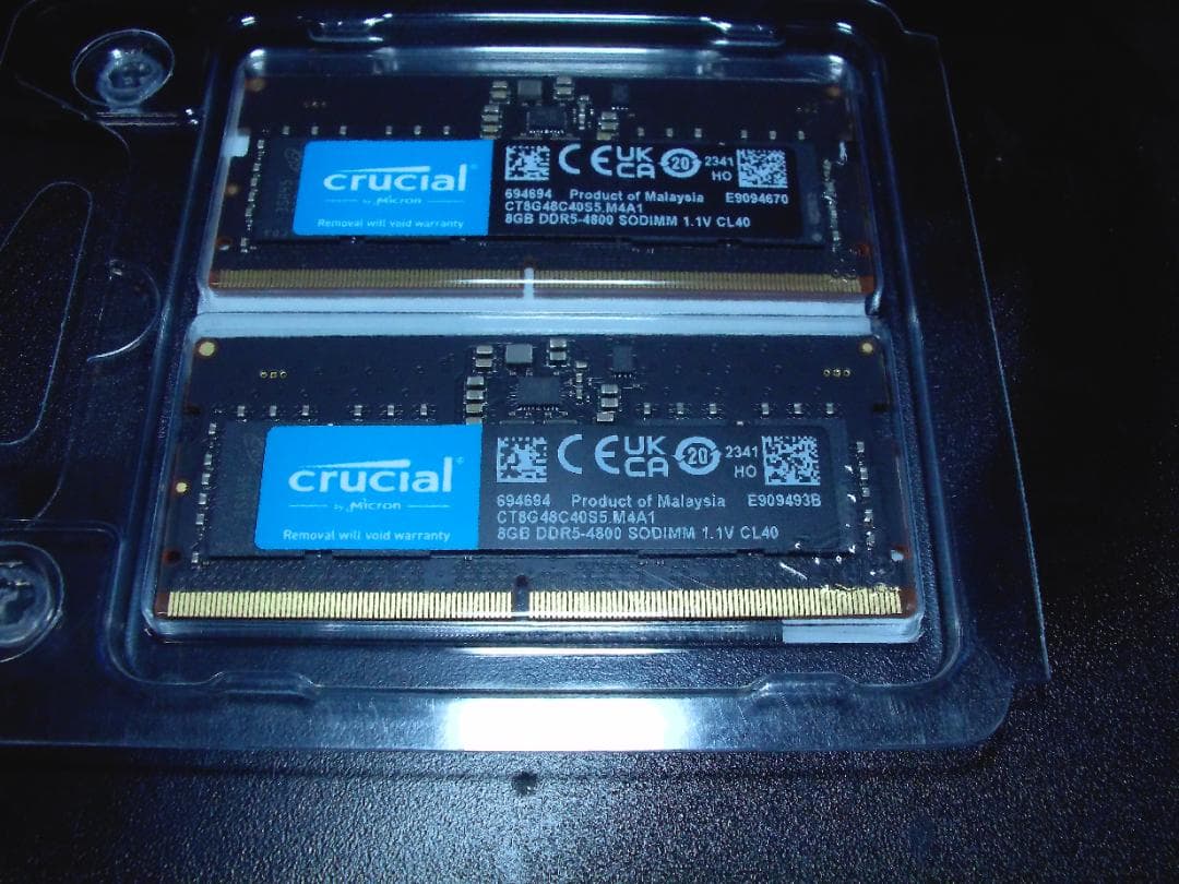 crucial DDR5 16GB KIT（8GB x 2枚組）メモリ