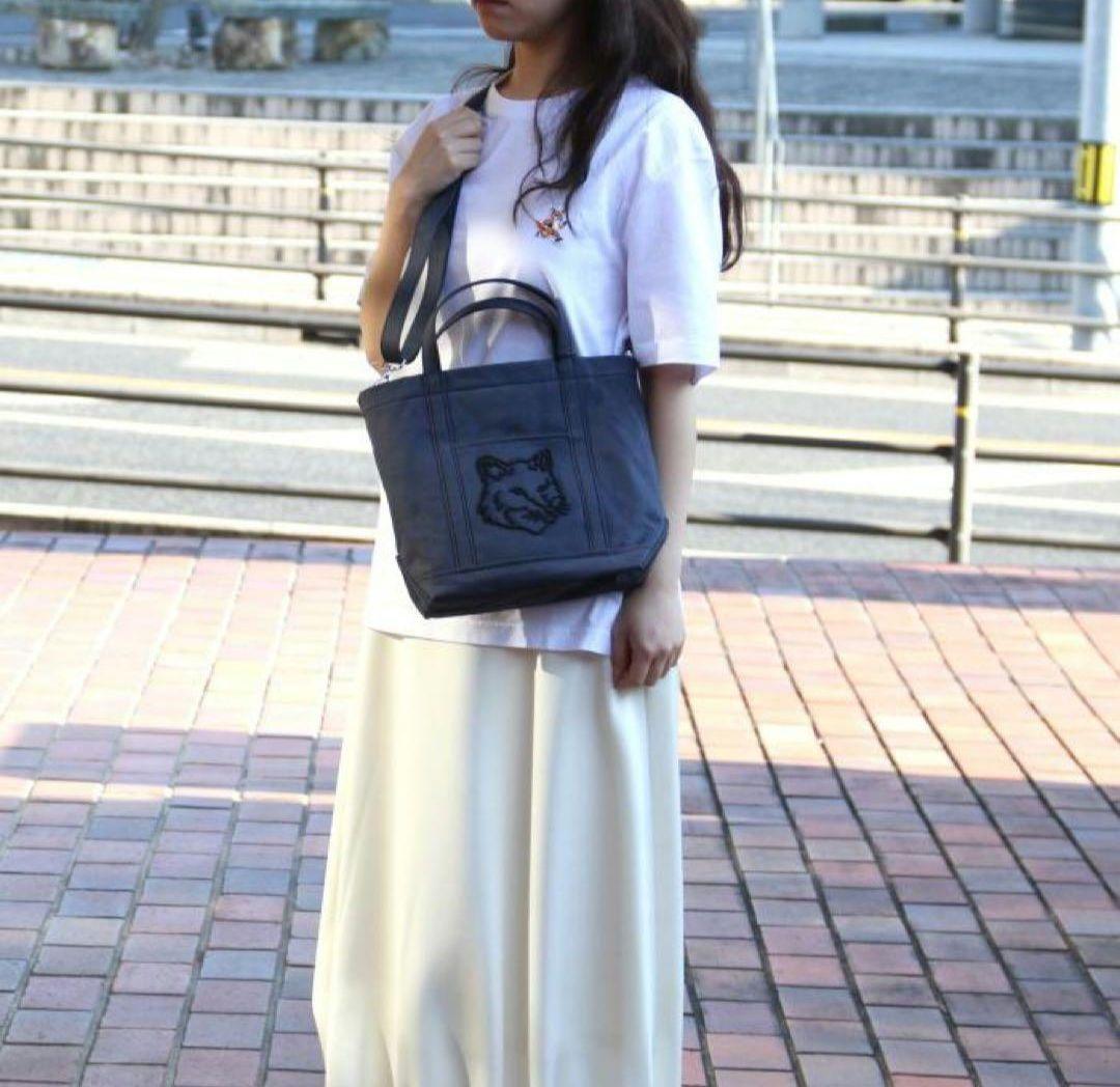 メゾンキツネ✨ フォックスヘッド スモール トートバッグ ハンドバッグ ネイビー