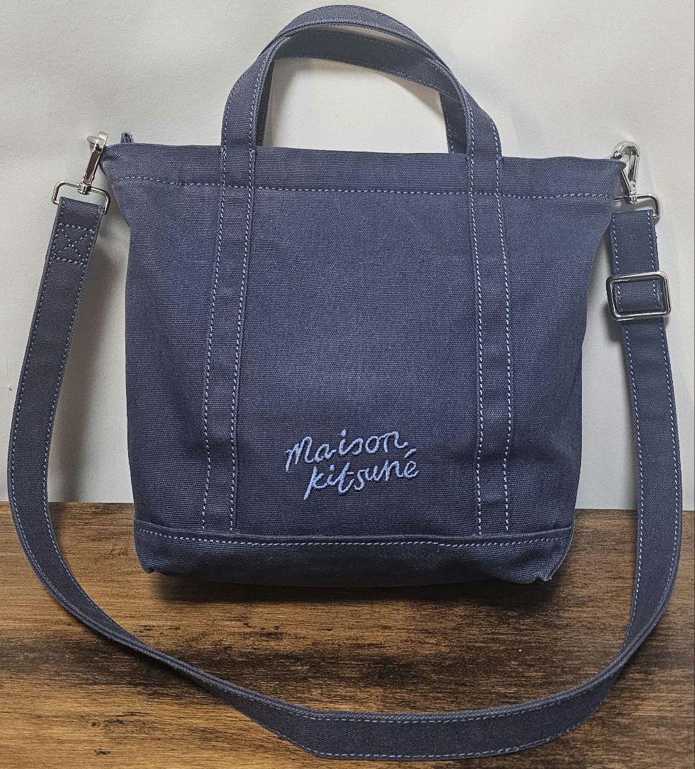 メゾンキツネ✨ フォックスヘッド スモール トートバッグ ハンドバッグ ネイビー