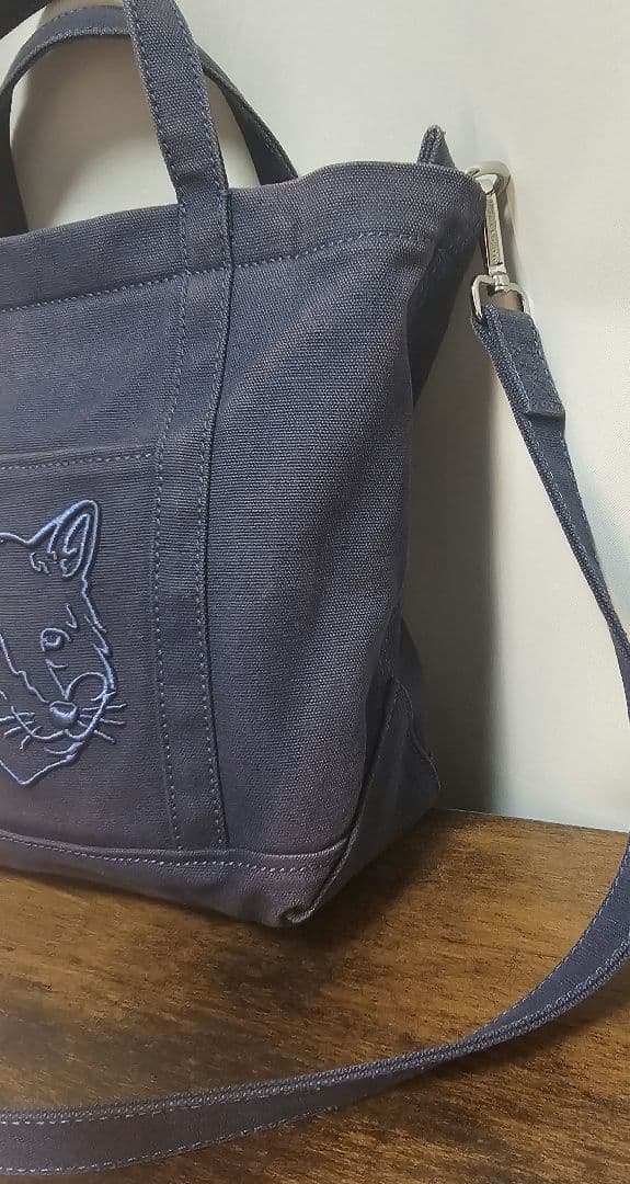 メゾンキツネ✨ フォックスヘッド スモール トートバッグ ハンドバッグ ネイビー