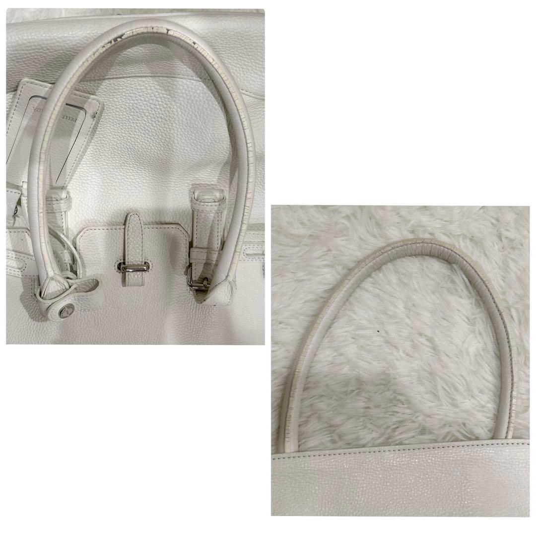 PELLE MORBIDAペッレモルビダ レザートートバッグホワイト A4収納可