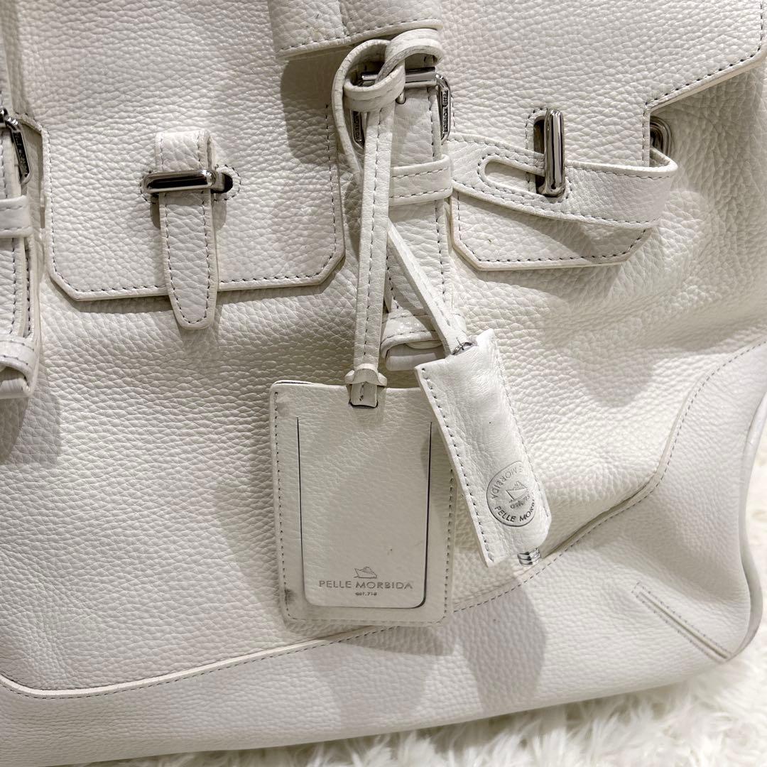 PELLE MORBIDAペッレモルビダ レザートートバッグホワイト A4収納可