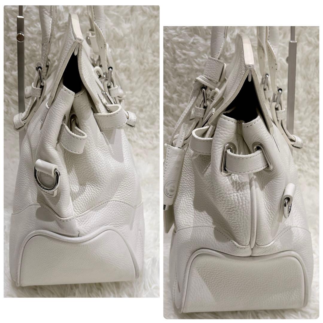 PELLE MORBIDAペッレモルビダ レザートートバッグホワイト A4収納可