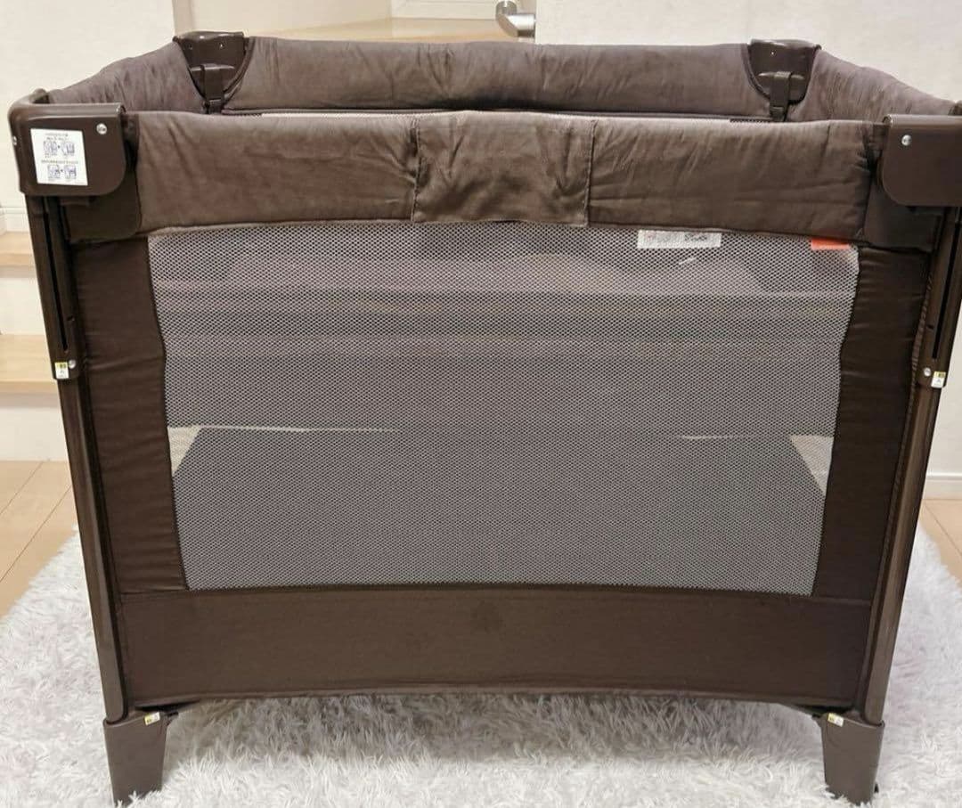 Aprica ココネルエアープラス ベビーベッド ブラウン 洗えるマット付