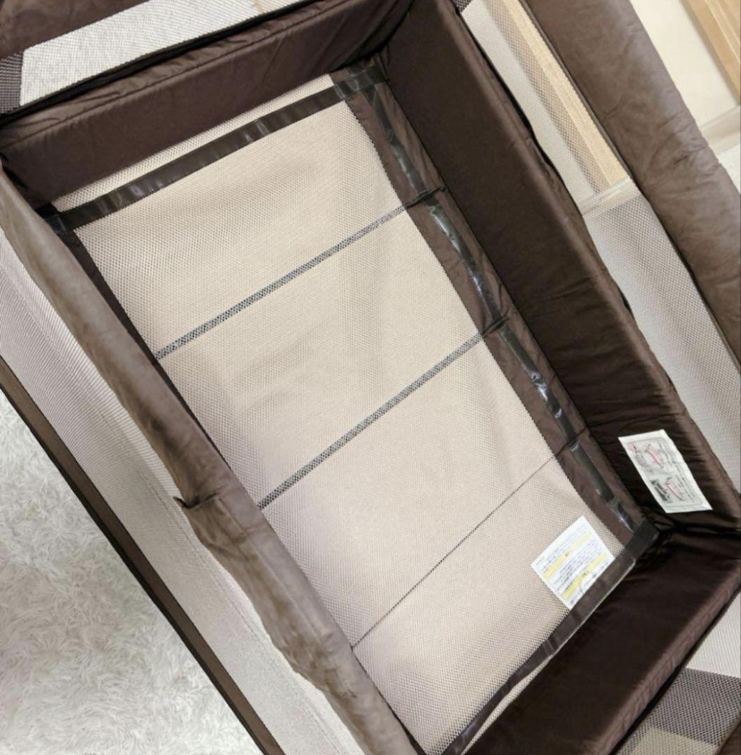 Aprica ココネルエアープラス ベビーベッド ブラウン 洗えるマット付