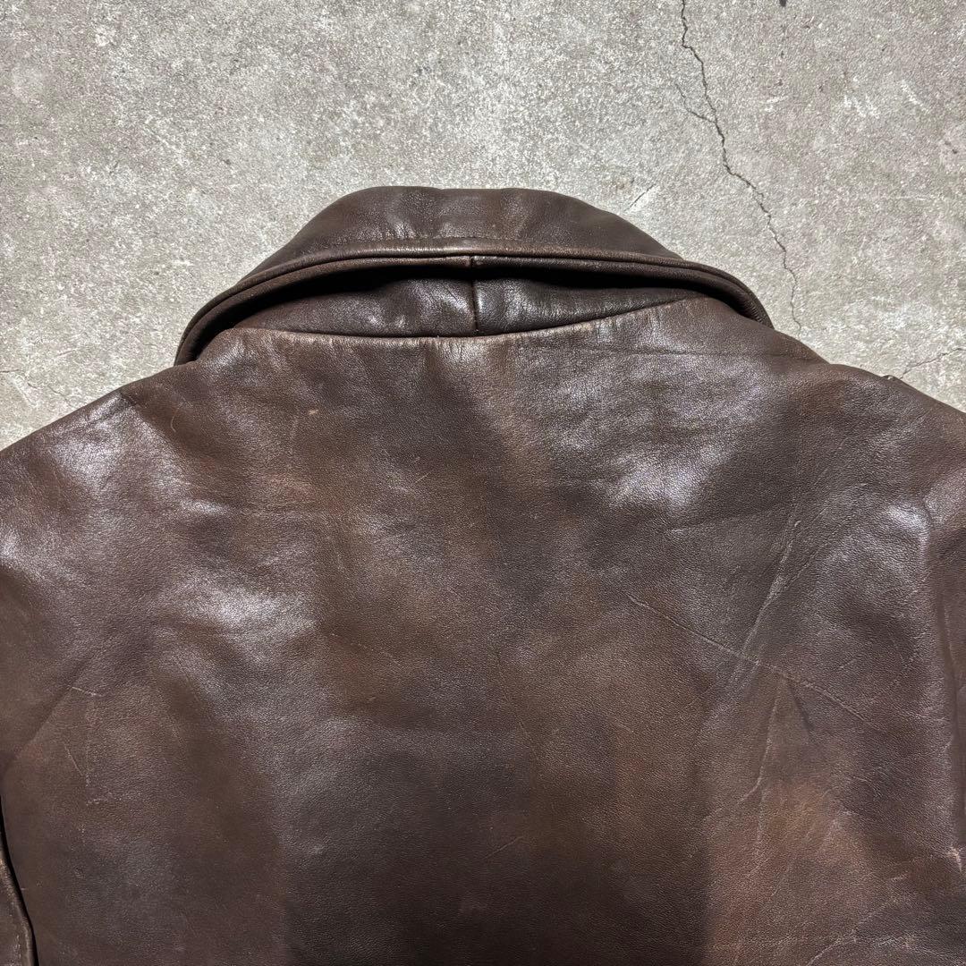 90’s ヴィンテージ レザージャケット 茶色 本革 短丈 無骨