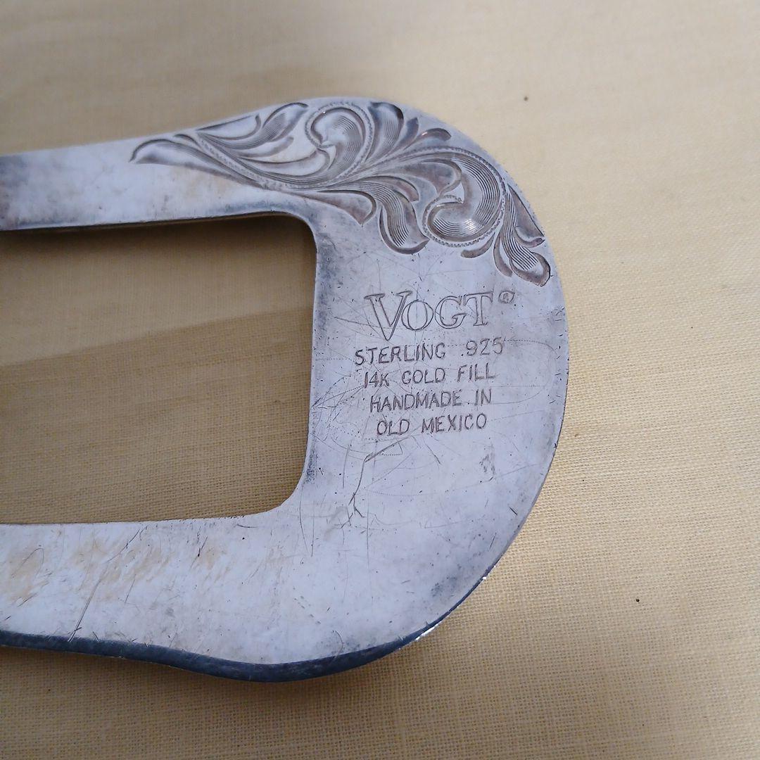 VOGTシルバー925 牛彫刻14K FILL ベルトバックル3点セット