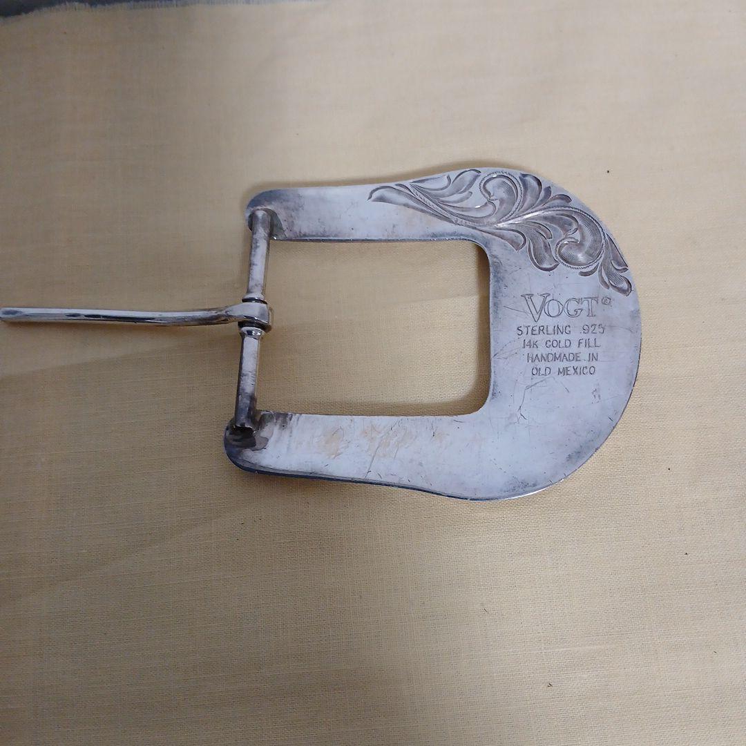 VOGTシルバー925 牛彫刻14K FILL ベルトバックル3点セット