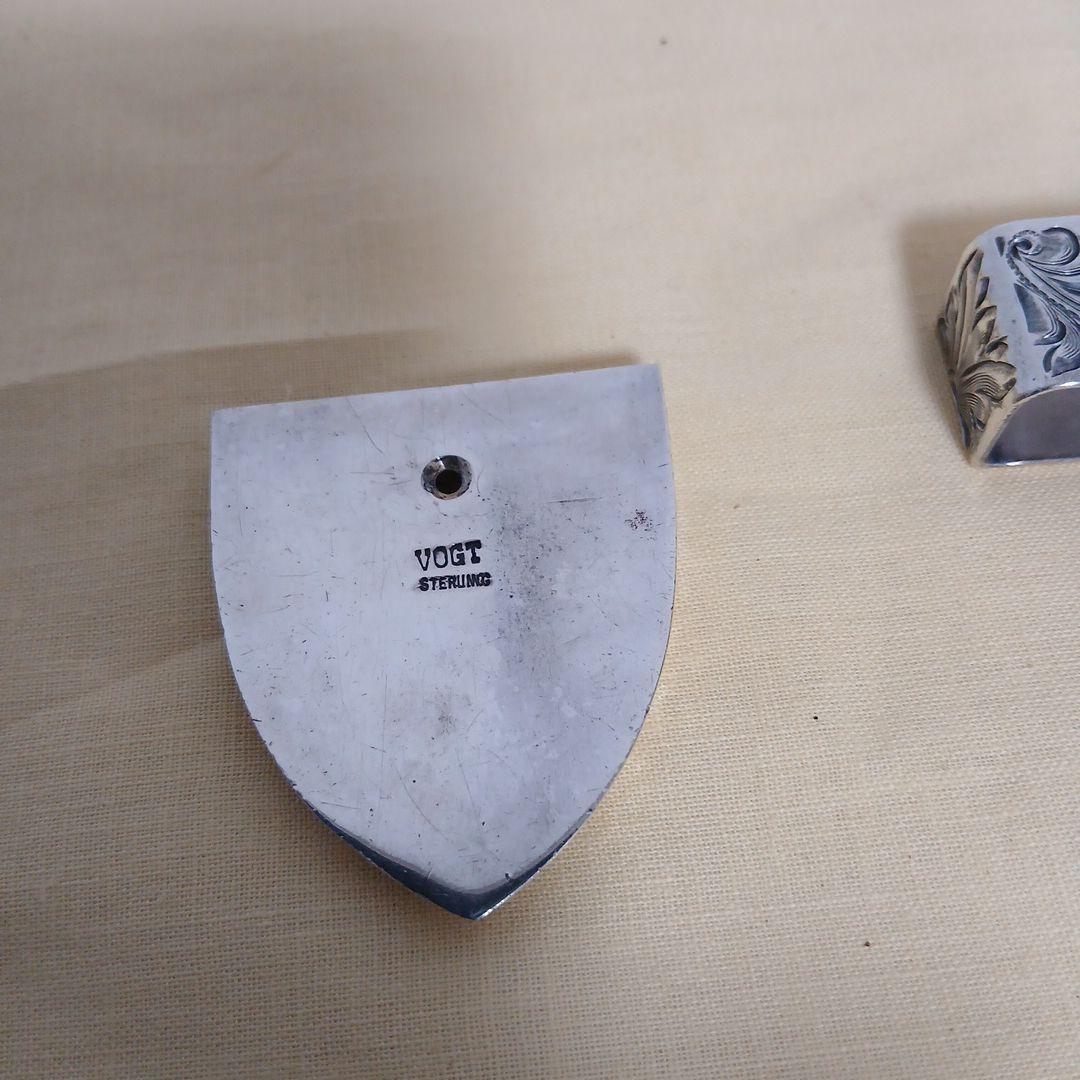 VOGTシルバー925 牛彫刻14K FILL ベルトバックル3点セット