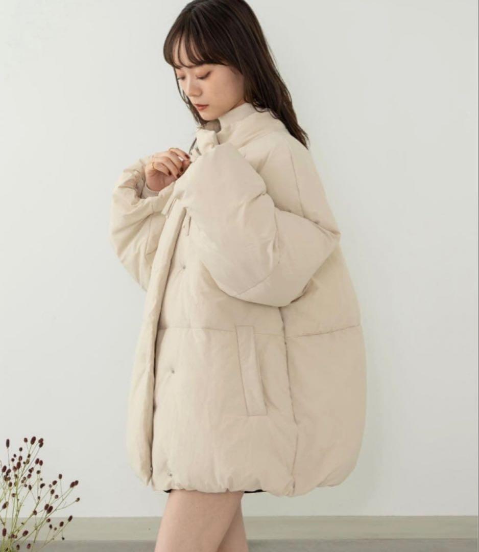 hinari 中綿リボンミドルコート　Sサイズbeigeベージュ