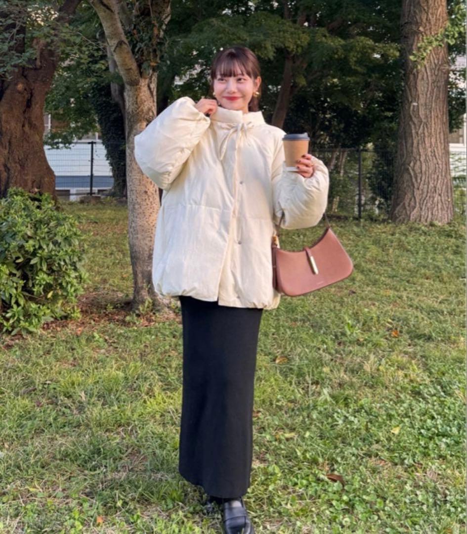 hinari 中綿リボンミドルコート　Sサイズbeigeベージュ