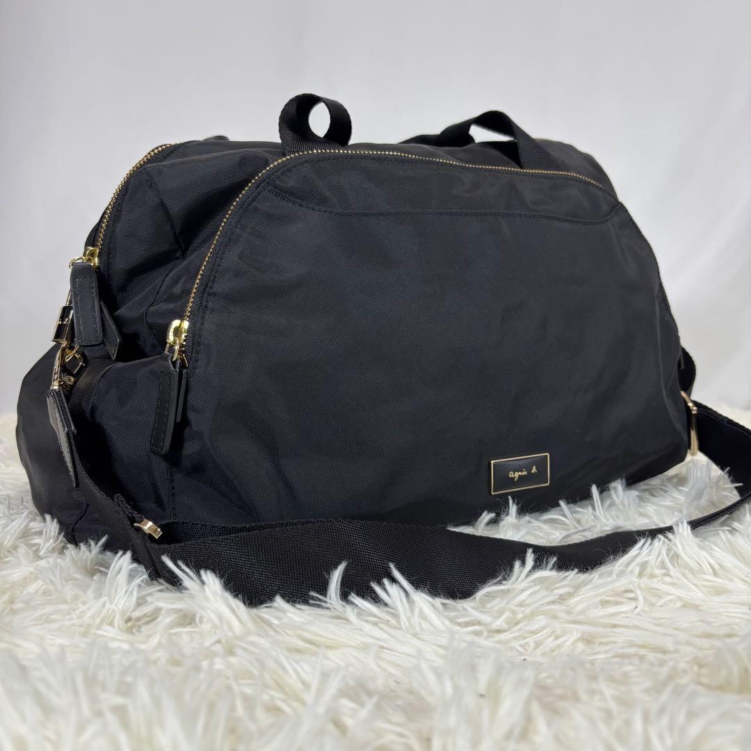 【ほぼ未使用】アニエスベー ボストンバッグ 2WAY 旅行カバン 南京錠(鍵あり