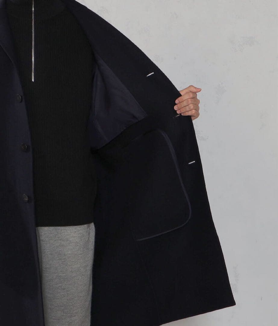 トゥモローランド　ギャルリーヴィー　メルトン　ネイビー　ウール　カシミヤ　コート