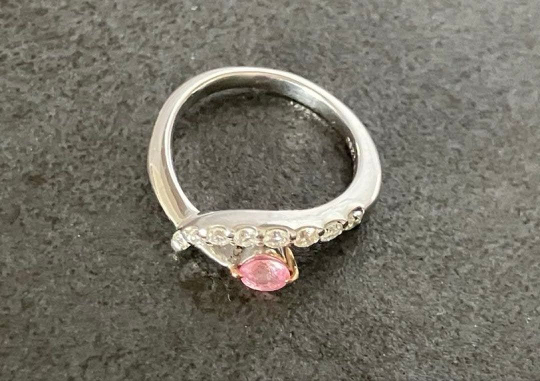 K18WG/PGパパラチアサファイアピンキーリング