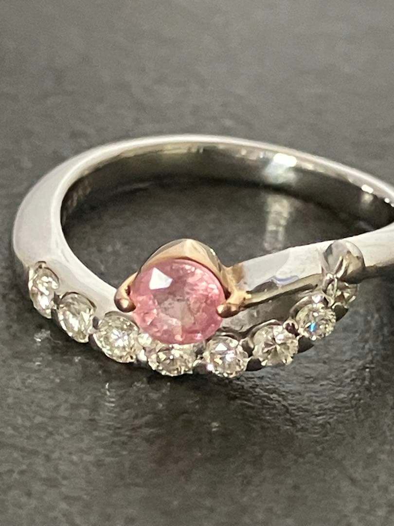 K18WG/PGパパラチアサファイアピンキーリング