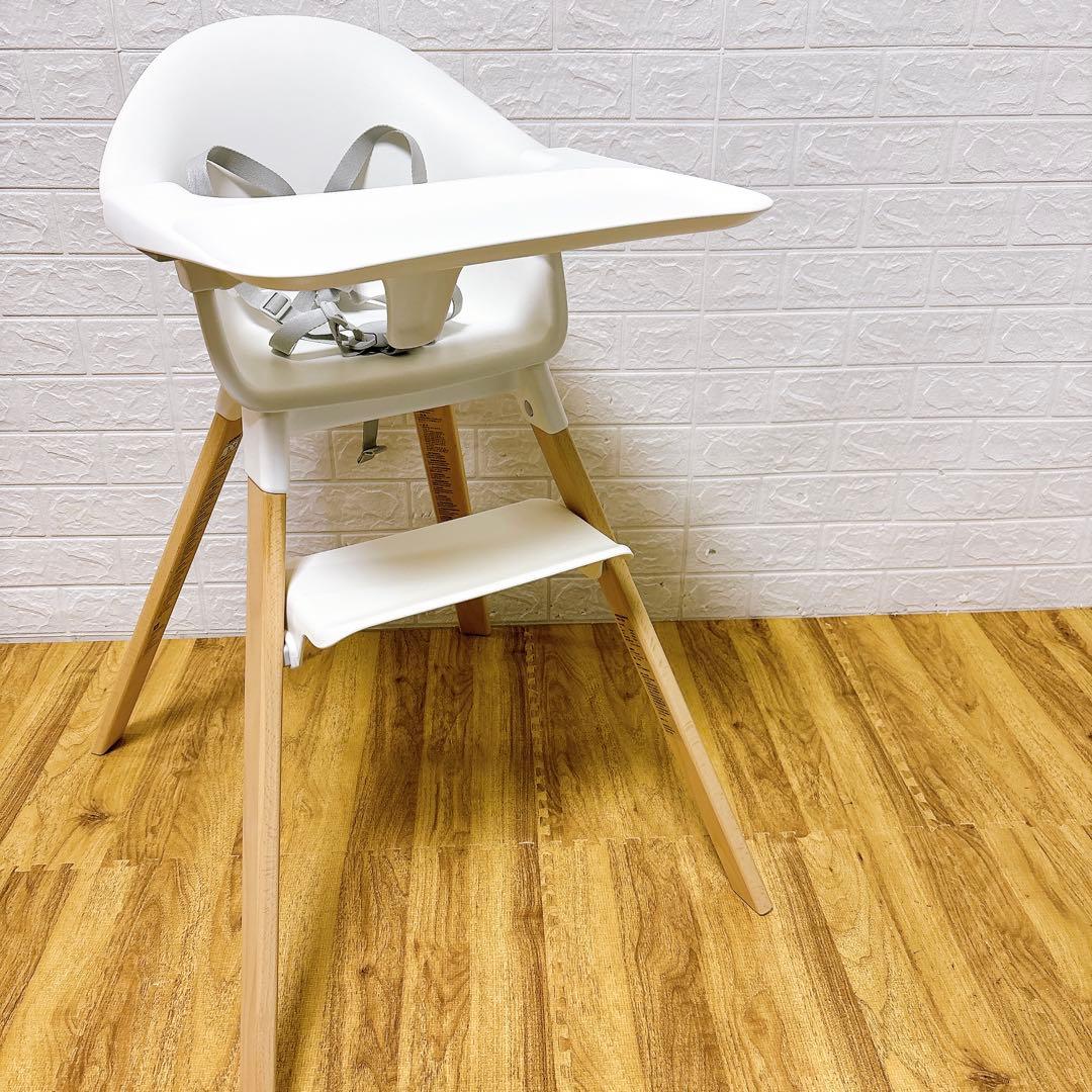 美品　ストッケ クリック トレイ ハーネス付き ベビーチェア ハイチェアホワイト