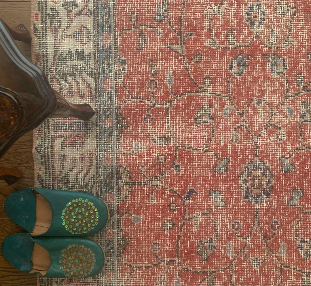 Mao　トルコラグ　シャビーレッド 194×112 トルコヴィンテージラグ