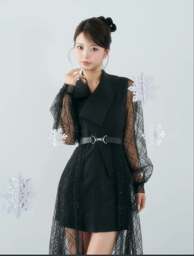 Darich スパンコールシアー2Wayワンピース ブラック