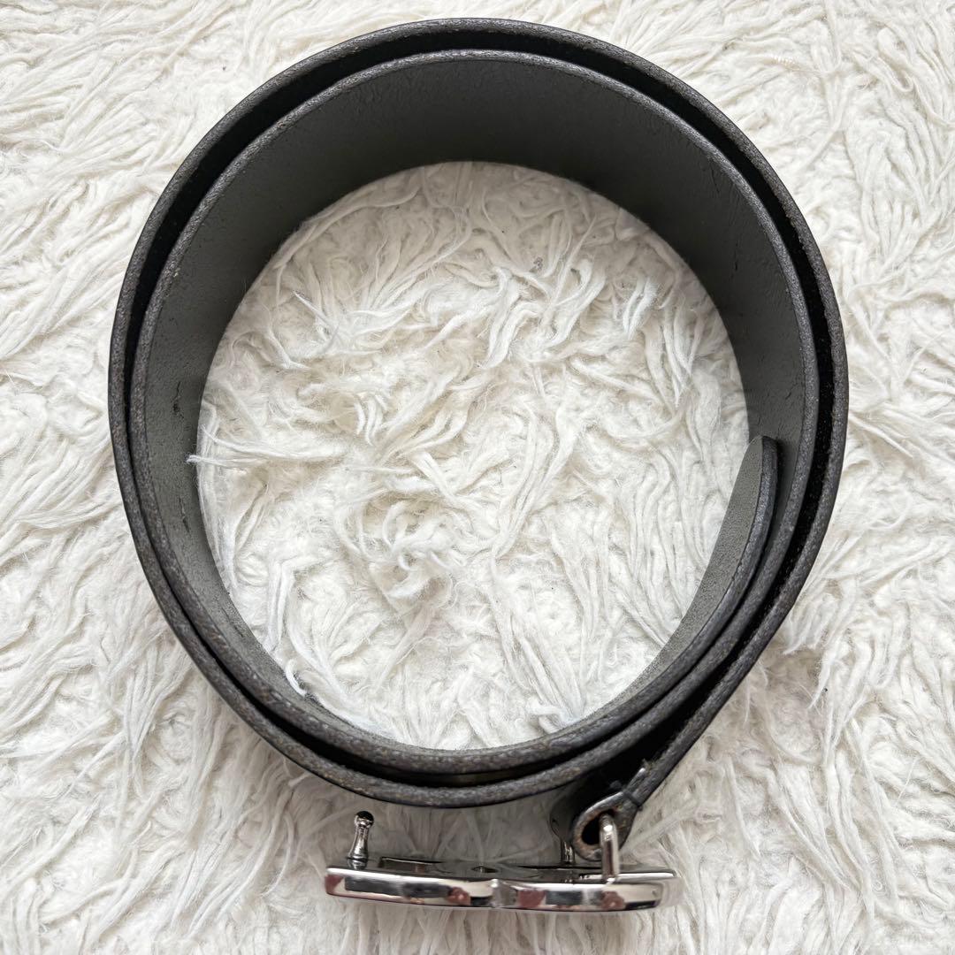 美品/DOLCE&GABBANA/DGデカロゴベルト/黒/メンズ／レザー