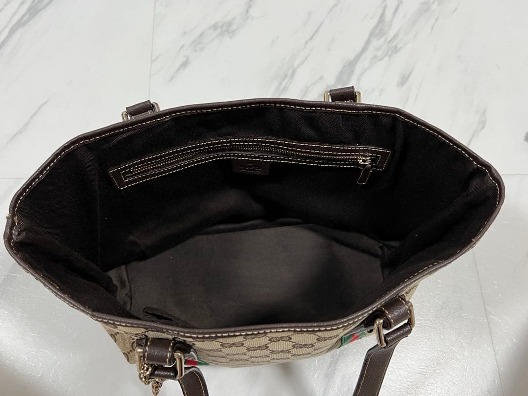 GUCCI グッチ トートバッグ GGキャンバス ブラウン チャーム付　美品